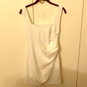 white mini dress with rouching